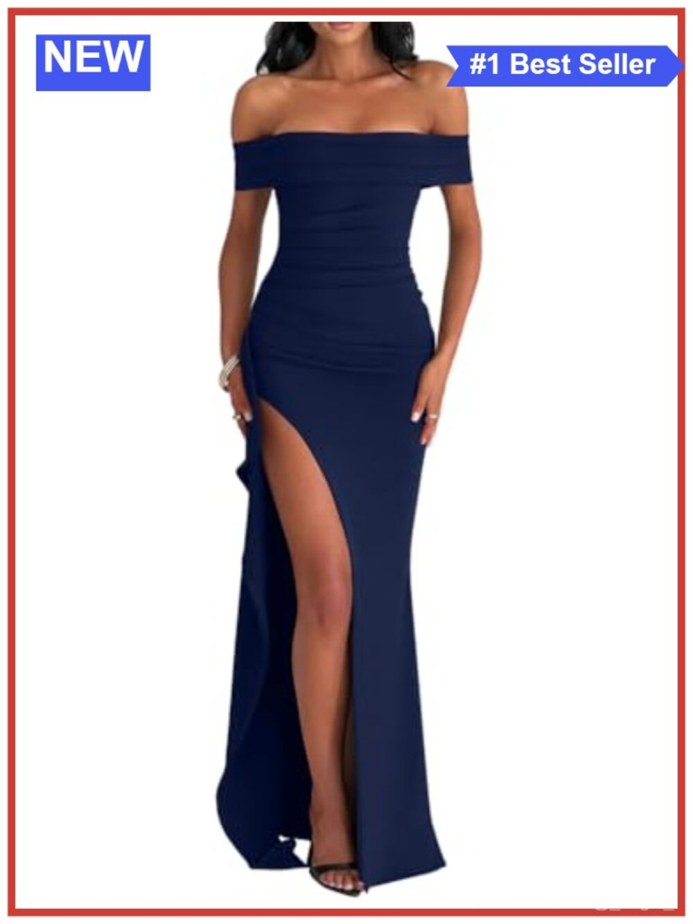 Women's Off Shoulder Sleeveless High Split Long Formal Dress
